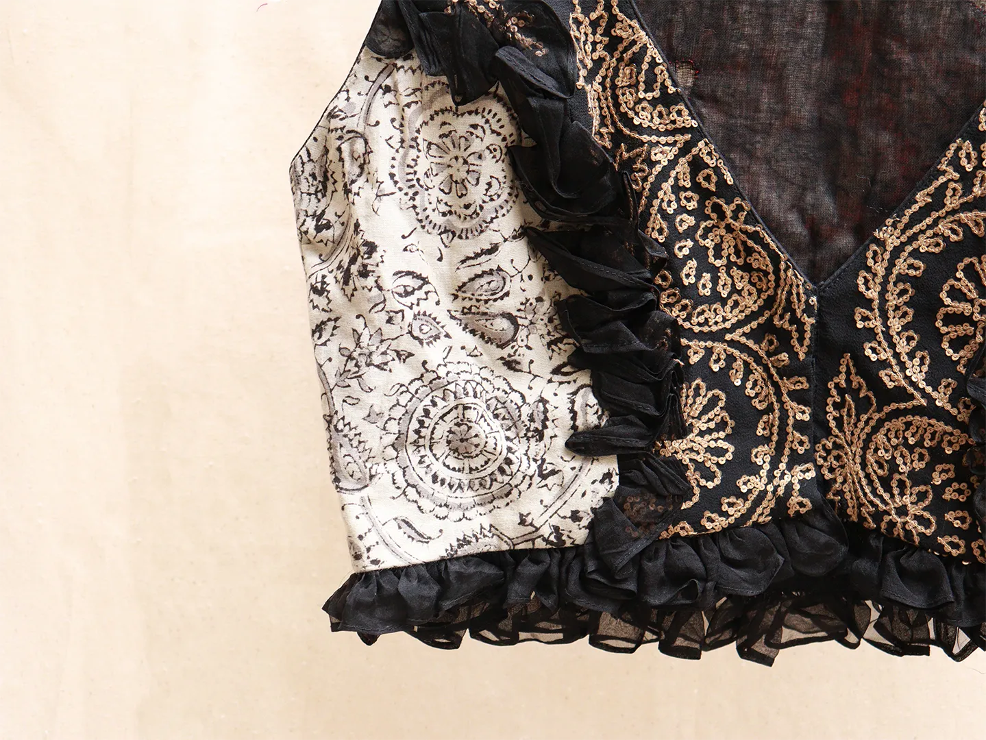 Black Cotton Hand-embroidery Blouse