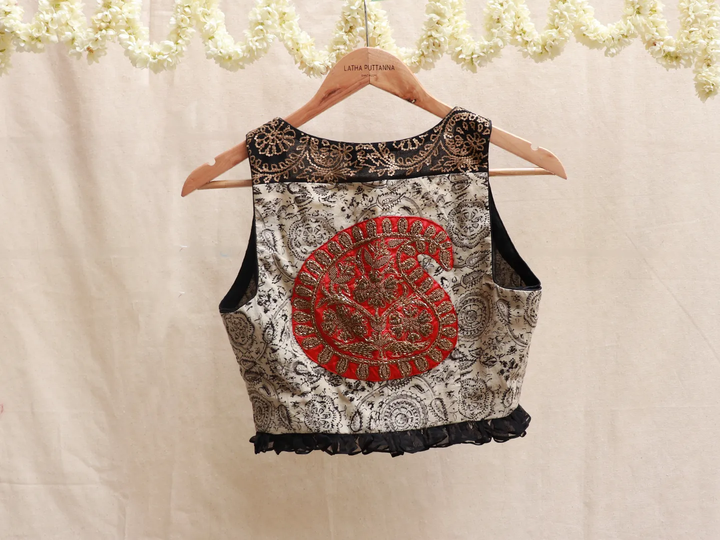 Black Cotton Hand-embroidery Blouse