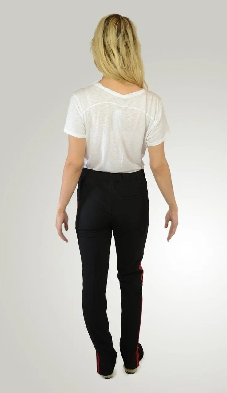 Black Red Stripe Athleisure Pant