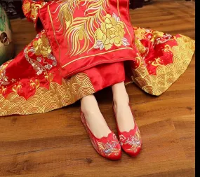 Chinese Wedding Silk Embroidered Shoes