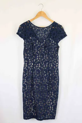 Dorothy Perkins Navy Lace Pencil Dress 10