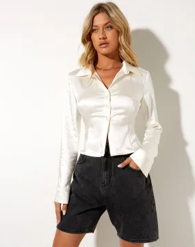 Estesa Shirt in Satin Ivory