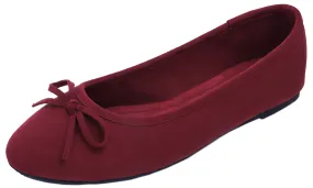 Feversole Women's Macaroon Faux Suede Memory Foam Cushion Insock Soft Ballet Flat Burgundy