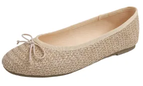 Feversole Women's Macaroon Raffia Beige Memory Foam Cushion Insock Ballet Flat