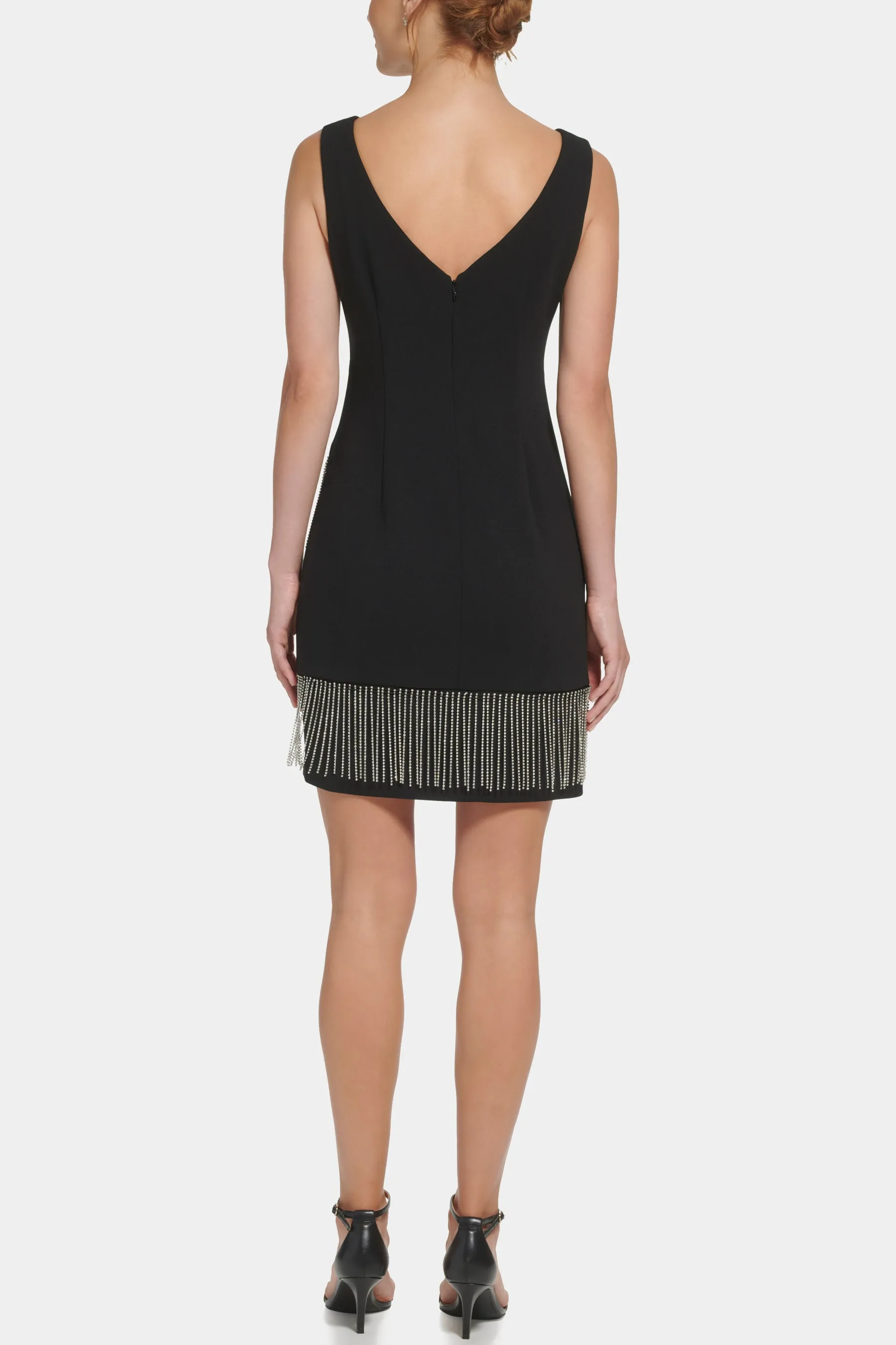 Fringe Detail Boat Neck Dress