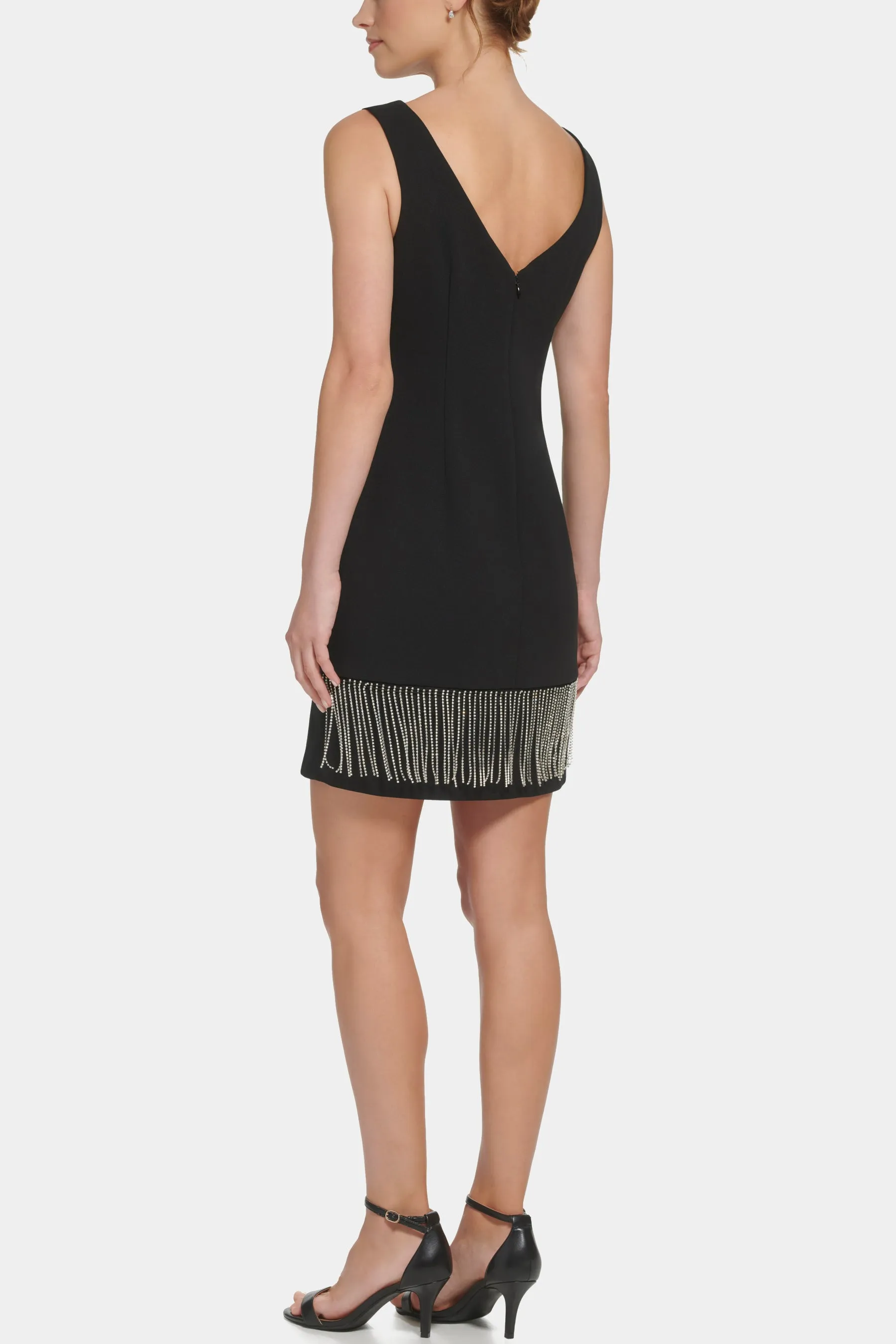 Fringe Detail Boat Neck Dress