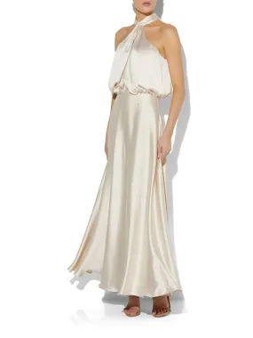 India Champagne Halter Gown