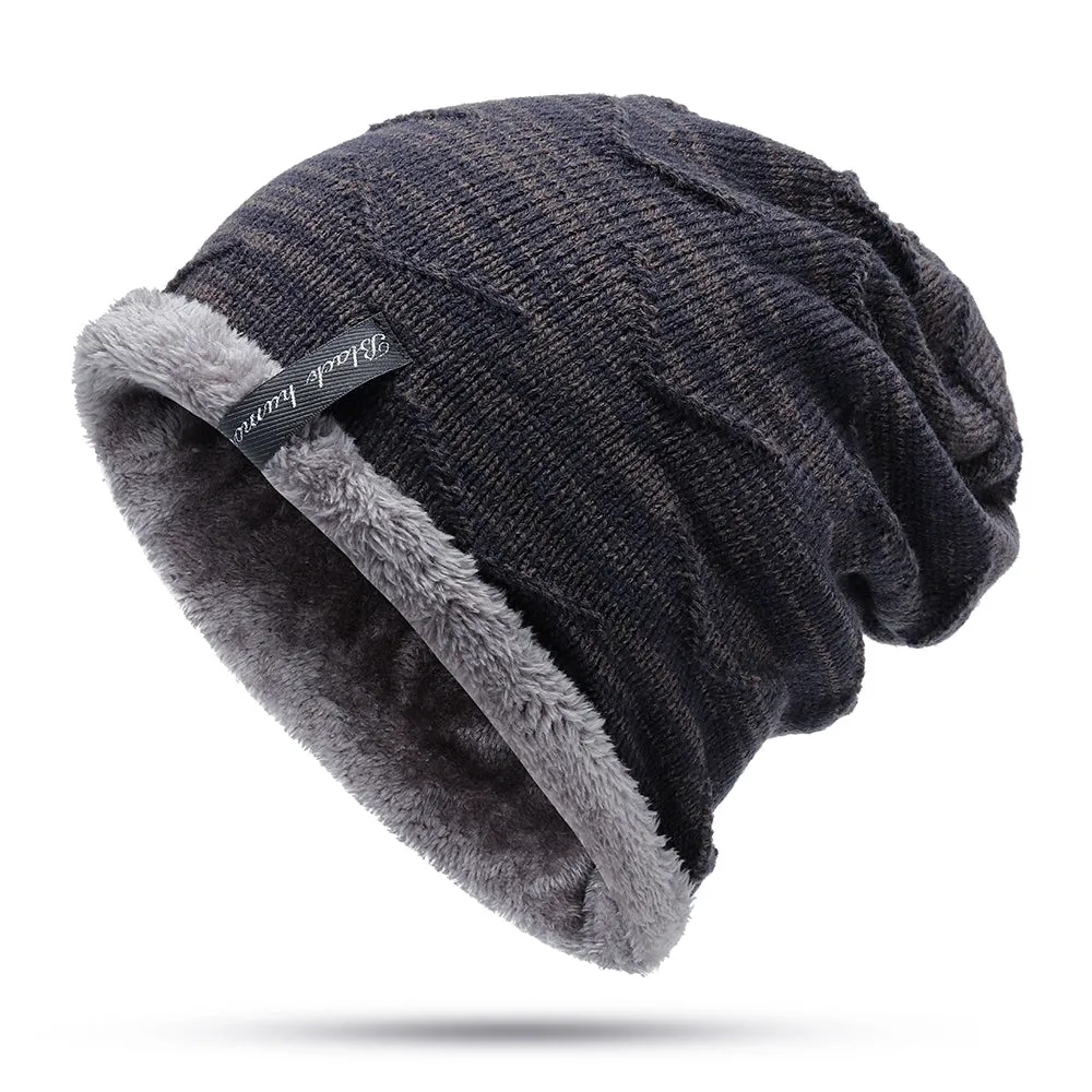 Mens Velvet Outdoor Winter Skullcap Beanie