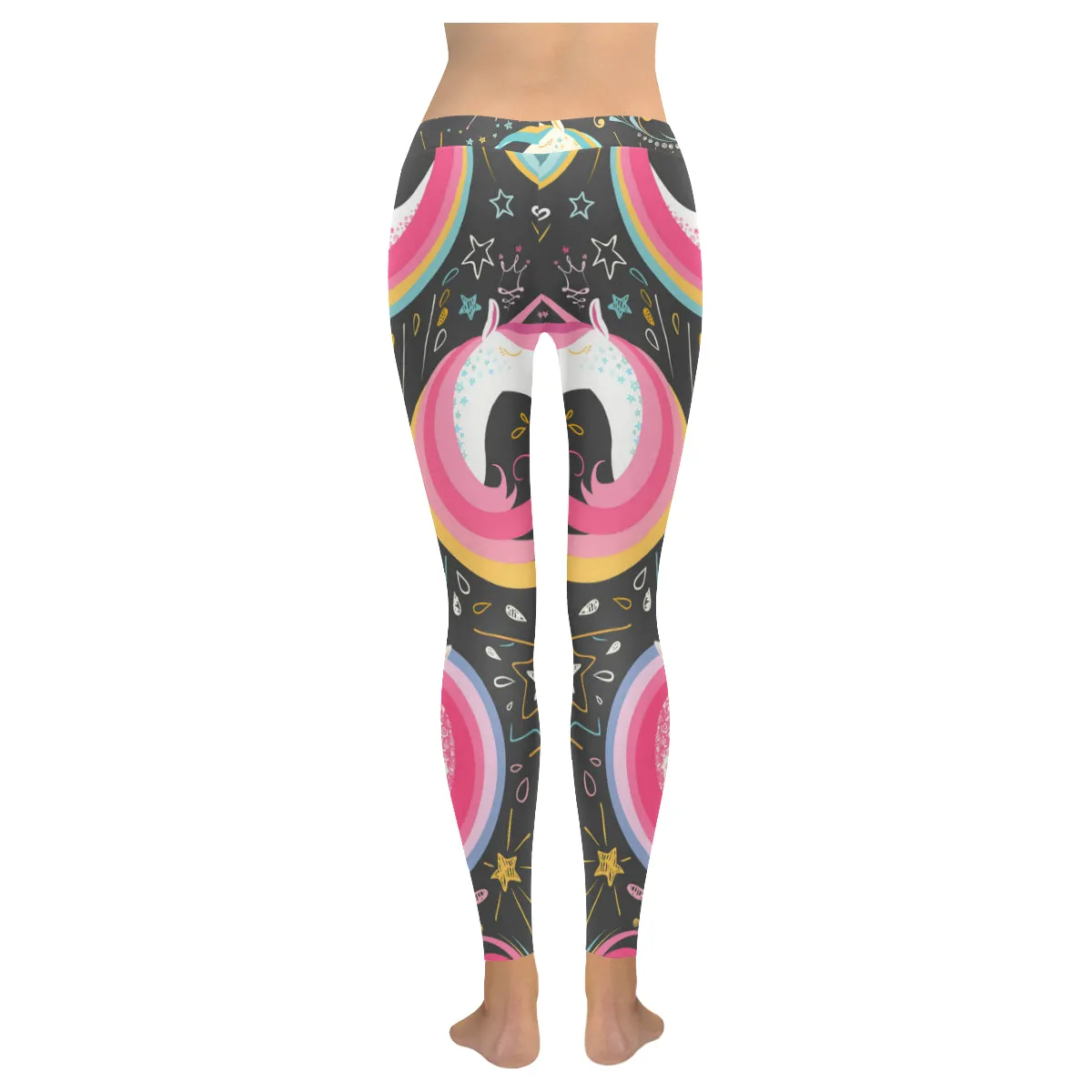 Seamless pattern with cute unicorns Women's Low Rise Leggings (Invisible Stitch)