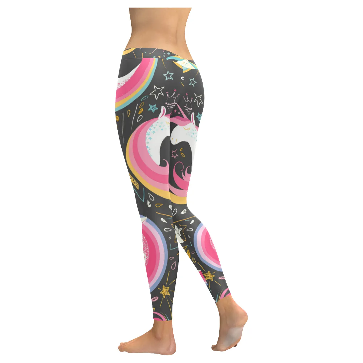 Seamless pattern with cute unicorns Women's Low Rise Leggings (Invisible Stitch)