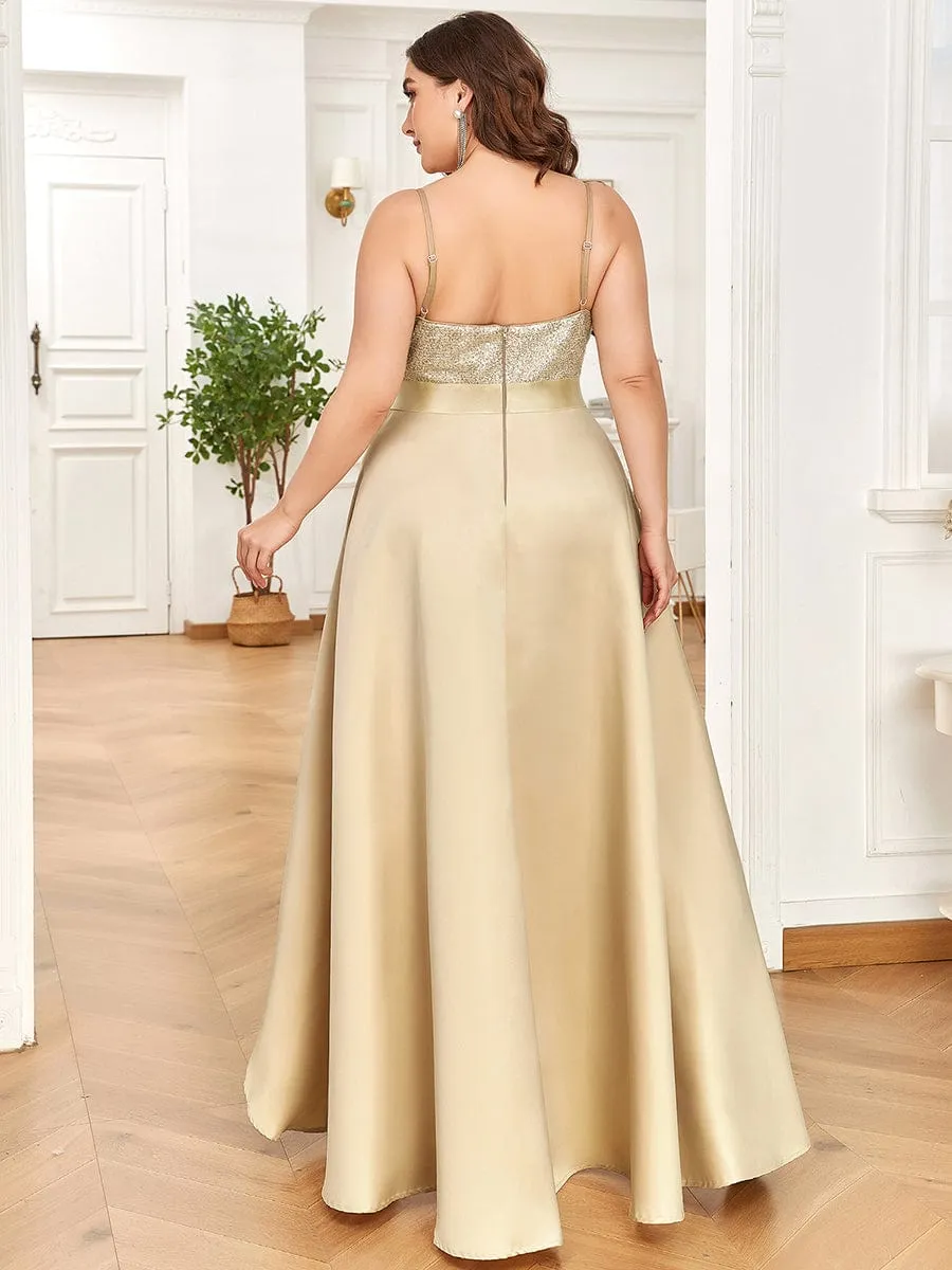 Sparkly Plus Size Prom Dresses for Women with asymmetrical hems