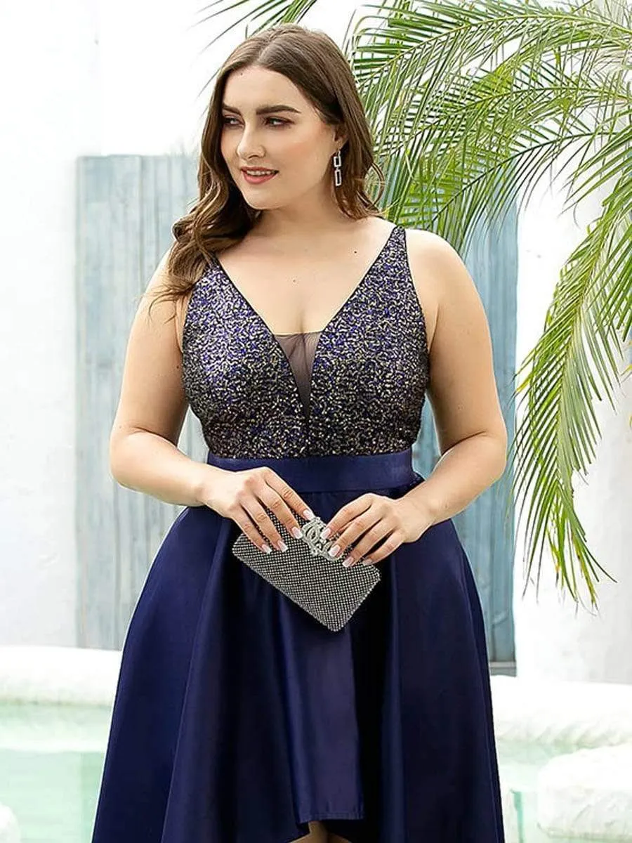 Sparkly Plus Size Prom Dresses for Women with asymmetrical hems