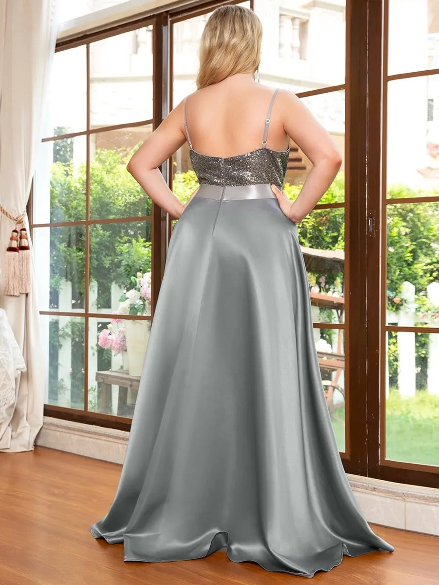 Sparkly Plus Size Prom Dresses for Women with asymmetrical hems