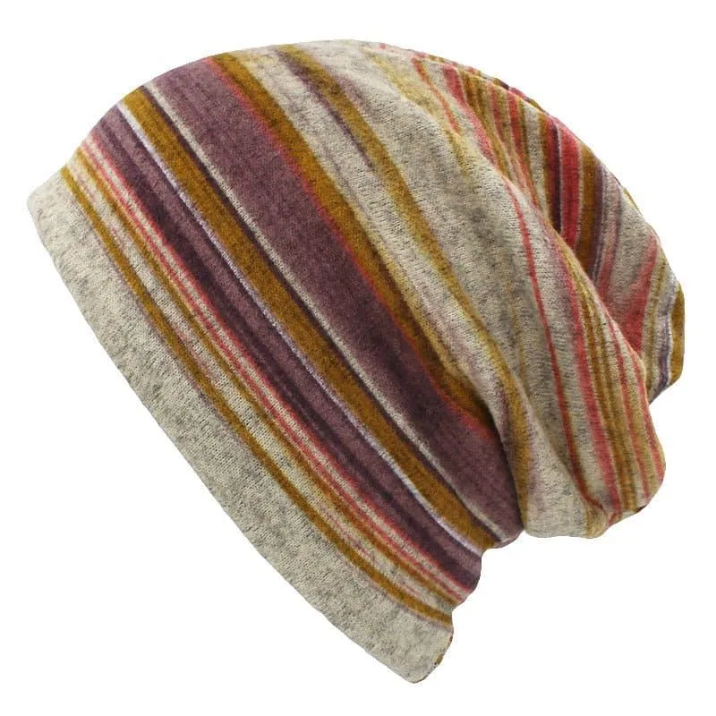 Thin Striped Beanies - Trendy, Warm, and Stylish Polyester Hats