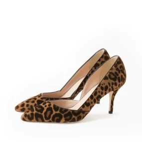 Toleet Leopard Print Heels Pointy Toe Stilettos Vegan Suede D'orsay Pumps