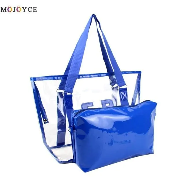 waterproof transparent jelly crystal women shoulder bags Ladies Clear PVC purses and handbags Large Capacity Tote bag