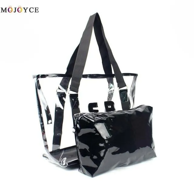 waterproof transparent jelly crystal women shoulder bags Ladies Clear PVC purses and handbags Large Capacity Tote bag