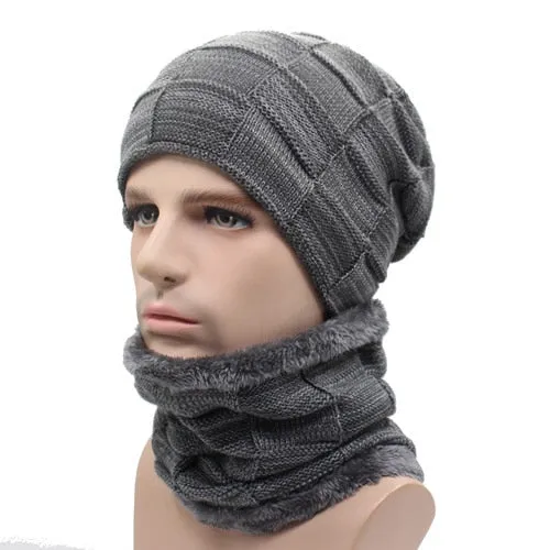 Winter Beanie Hat Scarf skullies beanies Soft Skull Warm Baggy Cap Mask Hats For Men Women Knitted Hat