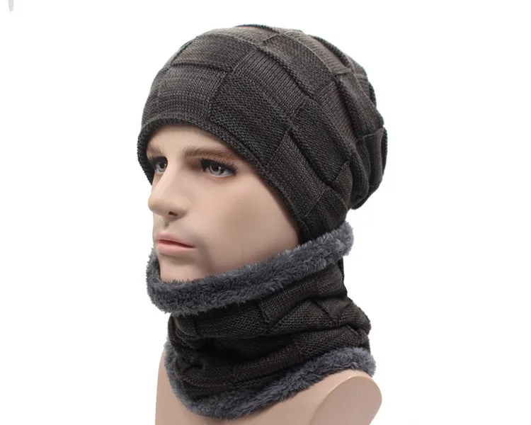 Winter Beanie Hat Scarf skullies beanies Soft Skull Warm Baggy Cap Mask Hats For Men Women Knitted Hat