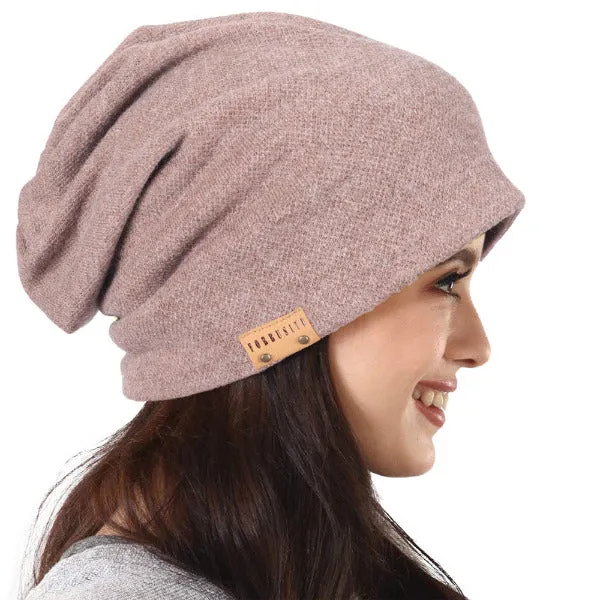 Women Jersey Long Slouch Beanie Hats B010