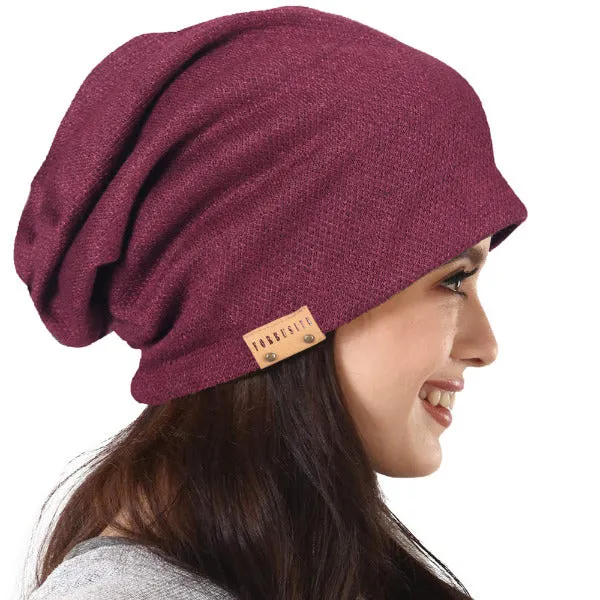 Women Jersey Long Slouch Beanie Hats B010