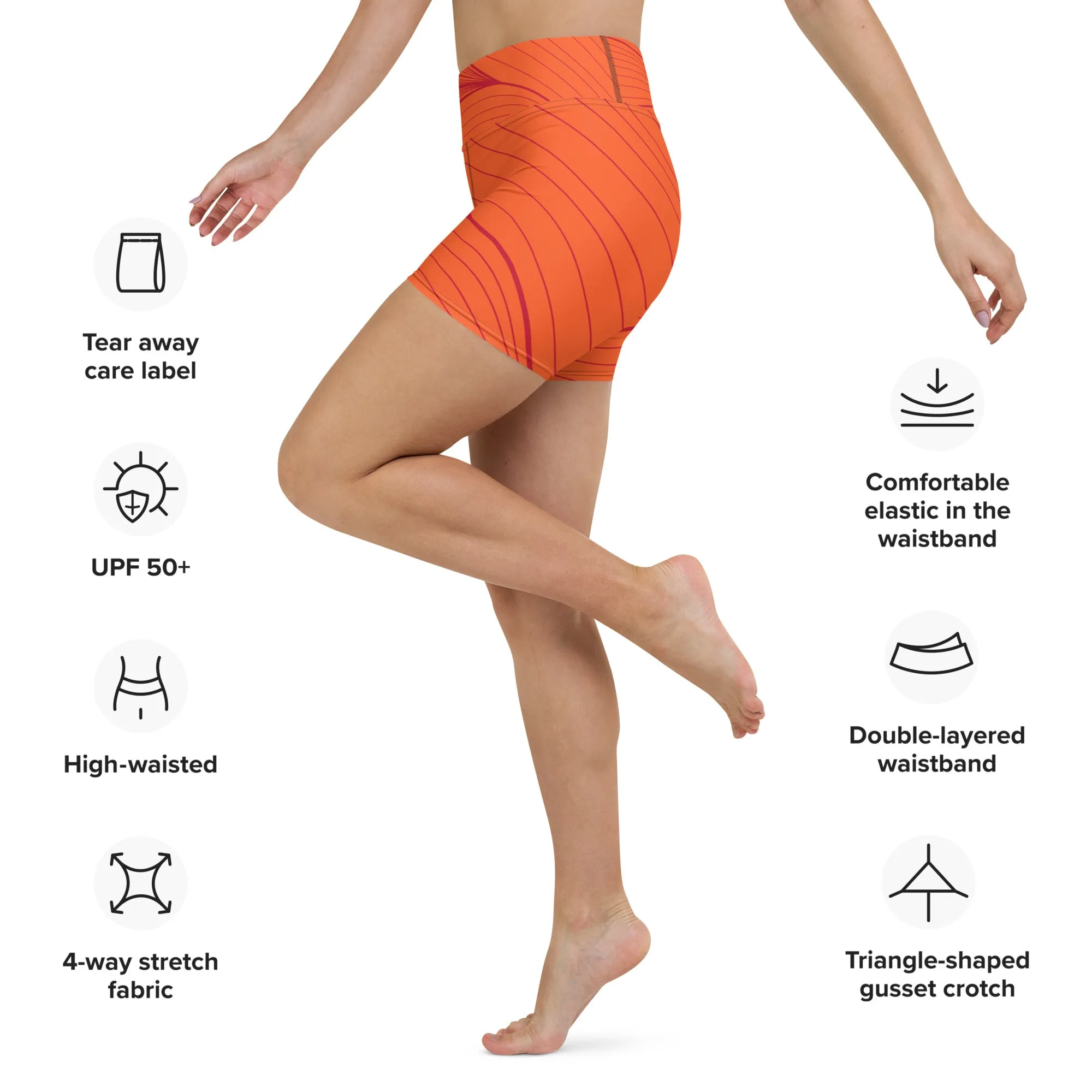 Yoga Shorts - Orange Abstract